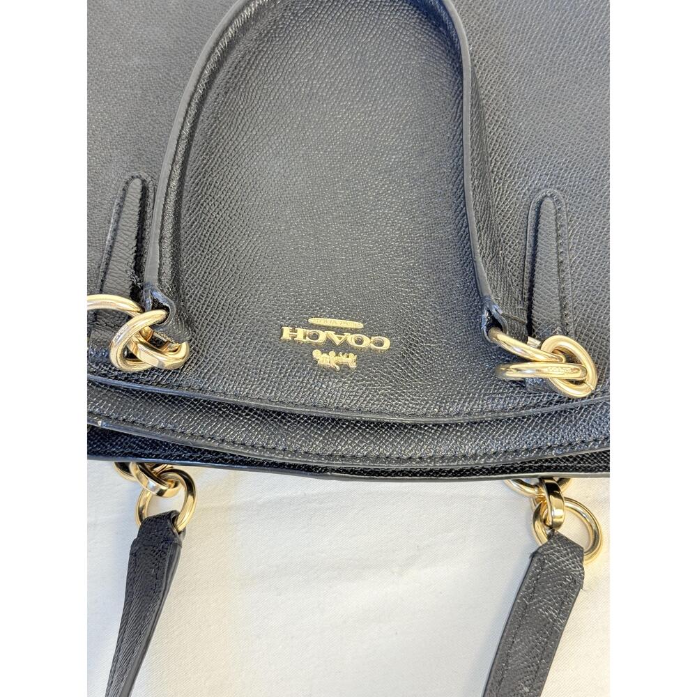 Coach Womens Black  Minetta Hardware Adjustable Strap Leather Crossbody Handbag - Picture 11 of 16